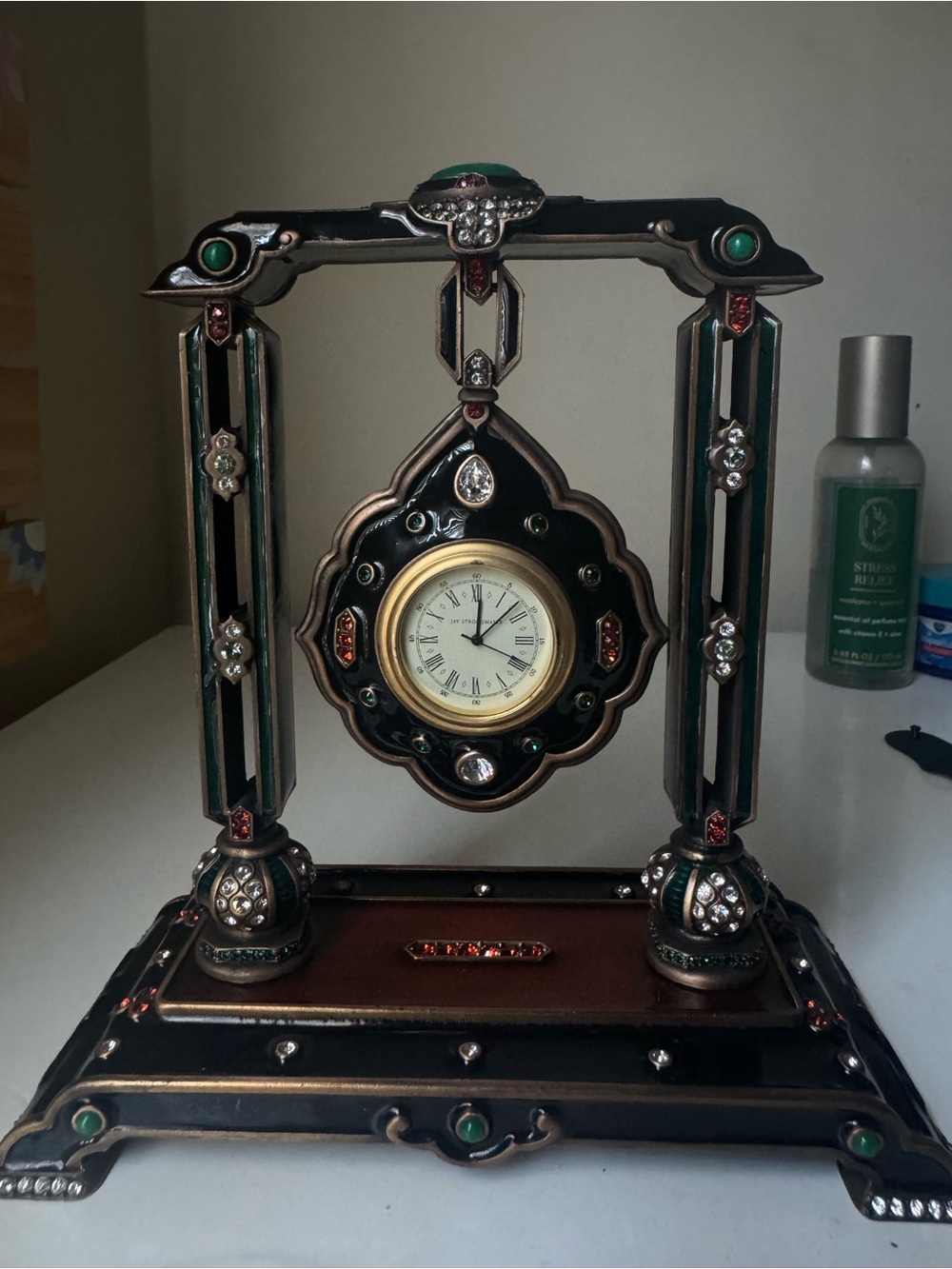 Ornate Green and Black Decorative Hanging Table Clock by Jay STRONG WATER